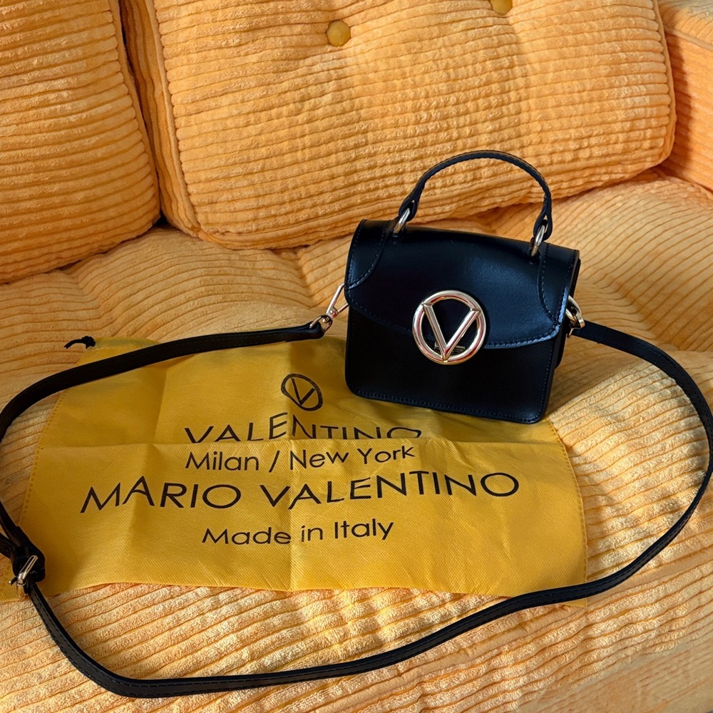 Valentino Black Mini Bag with Gold Logo